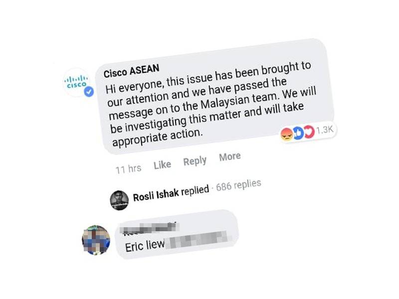 Paparan skrin kenyataan syarikat berkenaan di laman sosial Facebook.