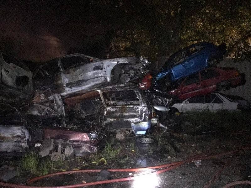 Sebahagian kereta yang terjejas. - Foto JBPM KL