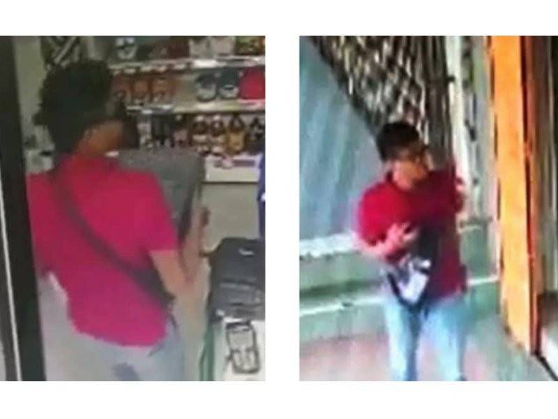 Salah seorang suspek yang melarikan peti simpanan wang.