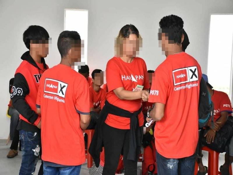 Gambar wanita yang memakai baju berlogo PH mengagihkan wang di Cameron Highlands, tular di media sosial hari ini.