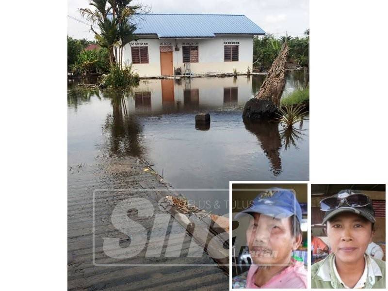 Halaman rumah penduduk turut dinaiki air (Gambar kecil: Jalaludin, Norsuzila)