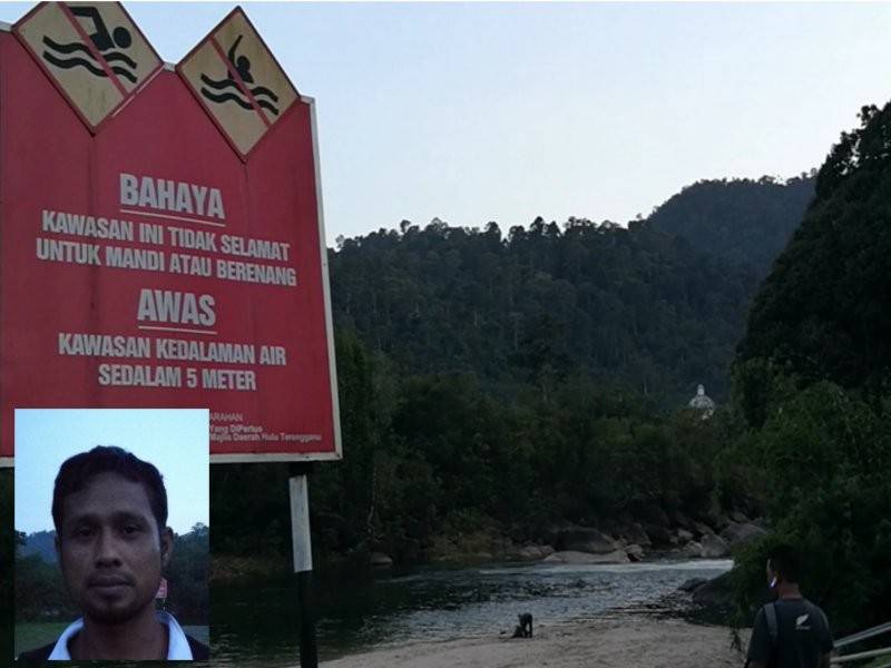 Papan tanda amaran dipasang pihak berkuasa tempatan. Gambar kecil, Maharam.