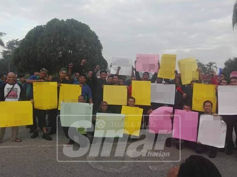 Sebahagian pekerja sebuah kilang di Kamunting, Taiping mengadakan demonstrasi aman membantah sistem pembayaran insentif bonus baharu dikemukakan majikan.