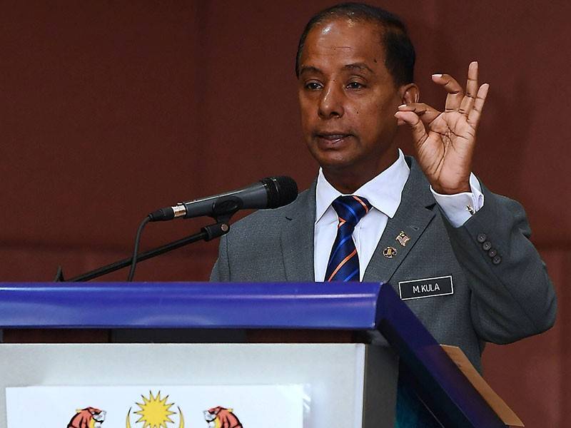 Menteri Sumber Manusia M Kula Segaran menyampaikan Amanat Tahun Baharu 2019 peringkat kementerian di Kementerian Sumber Manusia hari ini. - Foto Bernama