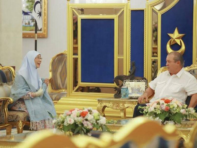 Wan Azizah menghadap Sultan Ibrahim di Istana Bukit Serene.