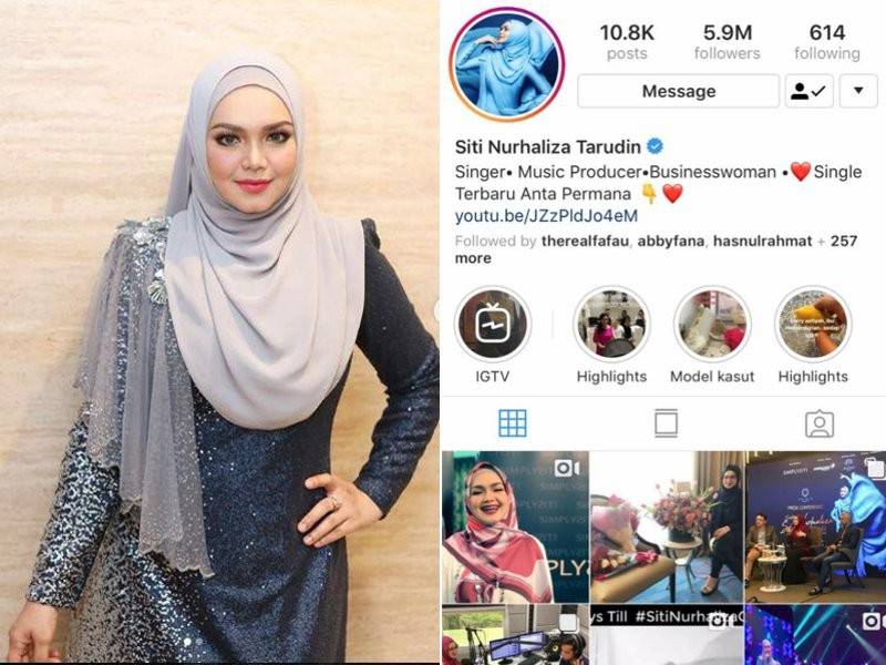 Datuk Seri Siti Nurhaliza Individu Paling Ramai Jumlah Pengikut