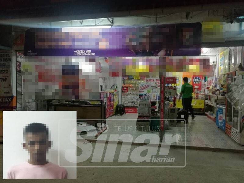 Kedai terlibat rompakan. Gambar kecil, suspek.