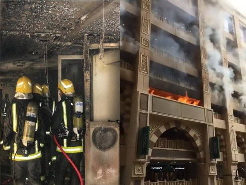 Bomba usaha memadamkan kebakaran dan gambar kanan api sedang marak. - Gulf Daily