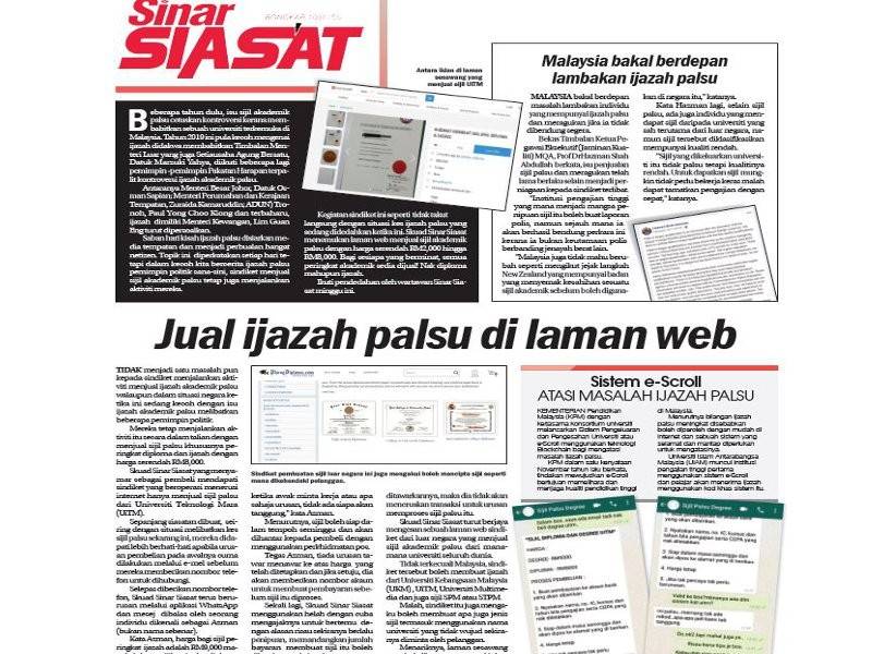 Laporan Sinar Siasat, semalam.
