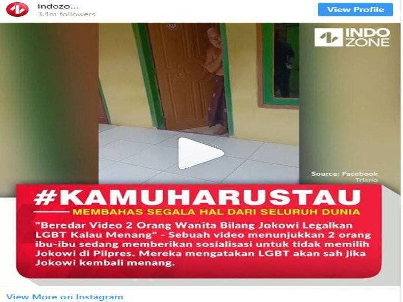 Wanita dalam rakaman tersebut cuba mempengaruhi penduduk supaya tidak memilih Jokowi.