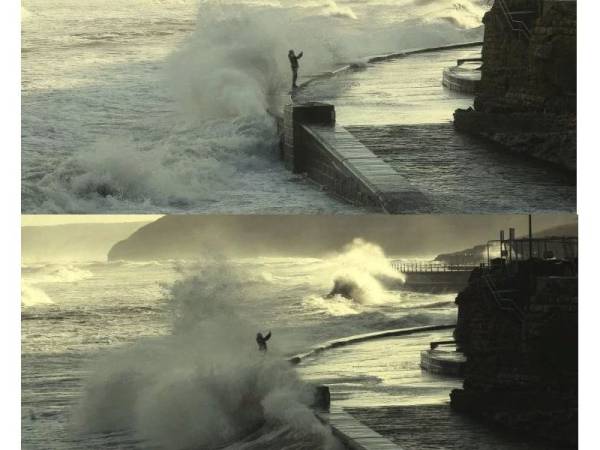 Rakaman detik cemas lelaki hampir 'ditelan' ombak. - Mirror