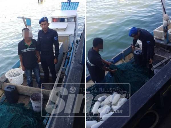 Lelaki warga Indonesia ditahan ketika memukat ikan di perairan Pulau Berhala Sandakan. - Foto: Ihsan PPM