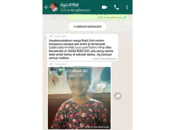 Paparan kejadian yang tular di Whatsapp.