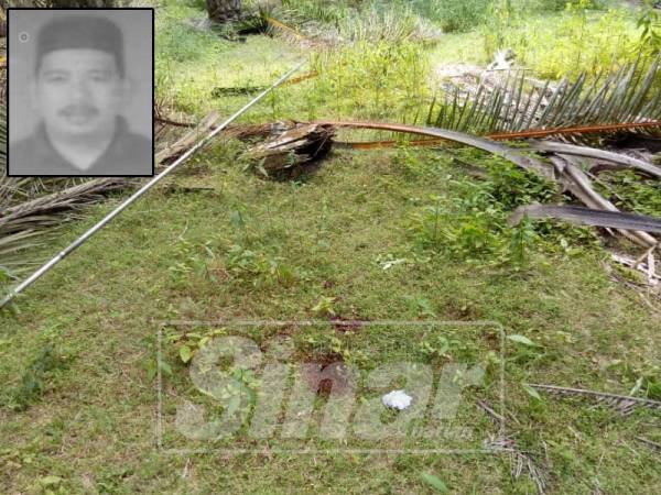 Kesan darah mangsa di lokasi. Gambar kecil: Abdul Razak