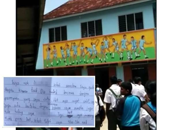 Budak sekolah terjun bangunan