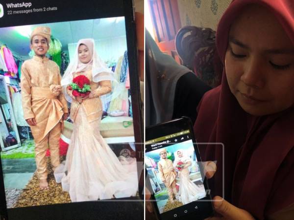 Sempat mencuba baju pengantin sebagai persiapan terakhir sebelum bergelar suami isteri.