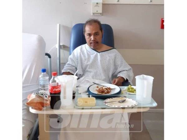 Keadaan terbaharu Mohd Nazril hari ini yang sudah boleh duduk.