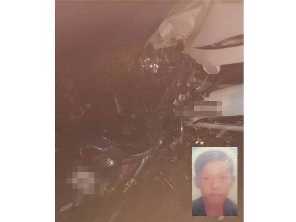 Keadaan kenderaan yang terbabit dalam nahas, malam tadi. Gambar kecil: Muhammad Khairi