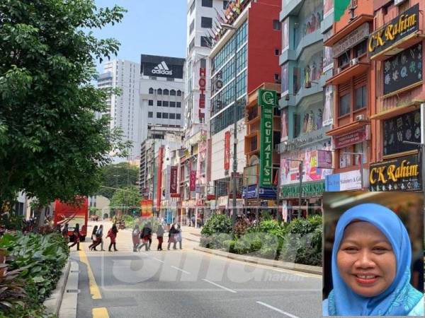 Laluan jalan yang lengang. Gambar kecil, Nora.
