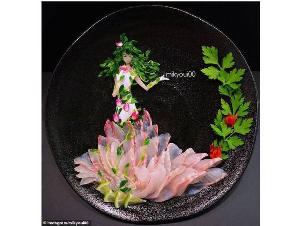 Antara rekaan sashimi yang dihasilkan oleh Mikyou. - Foto Instagram Mikyoui00