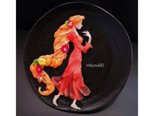 Antara rekaan sashimi yang dihasilkan oleh Mikyou. - Foto Instagram Mikyoui00