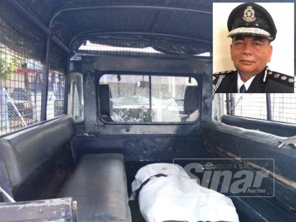 Mayat Mohamad Daud, 48, yang ditemui mati dalam sebuah kebun kelapa dibawa polis ke hospital untuk bedah siasat. Gambar kecil, Abdul Rahim.