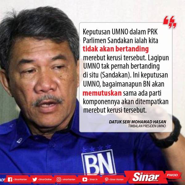 UMNO sah tak tanding PRK Parlimen Sandakan