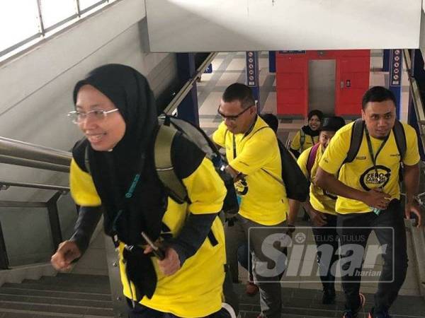 Para peserta memulakan cabaran 'Eco Race: Zero Carbon Challenge' di LRT Ara Damansara hari ini.