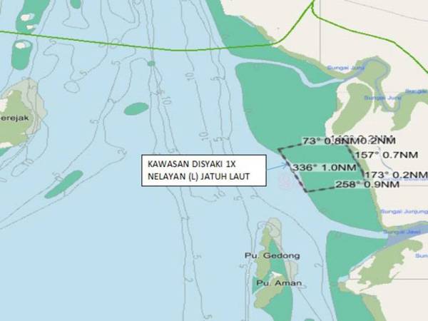 Lokasi pencarian pasukan SAR.