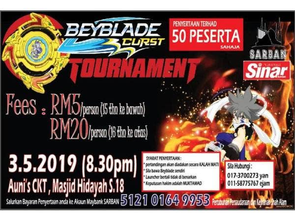 Sarban menganjurkan Pertandingan Beyblade pada Jumaat ini bagi mengumpul dana buat asnaf.