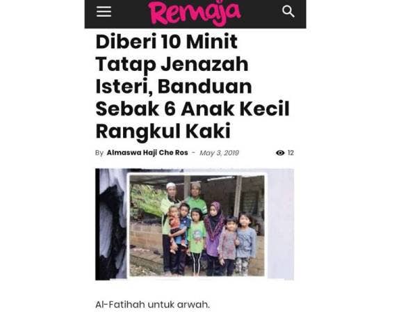 Perkongsian majikan Allahyarham yang dipetik laman web Remaja.