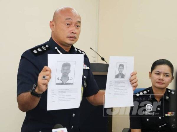 Fazlisyam Abd Majid menunjukkan wajah Visvanathan (kiri) dan Vimalathitten (kanan) diminta tampil membantu siasatan polis.