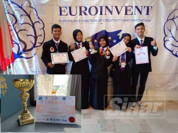 Pelajar yang menjadi kebanggaan negara. Gambar kecil, Special Prize Award Euroinvent.
