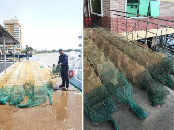 
Antara bubu naga yang dirampas PPM Wilayah 2 di kawasan Pengerang dan Kukup. Foto - PPM Wilayah 2