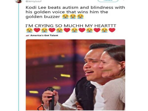 Kodi mendapat 'golden buzzer' dari keempat juri program America's Got Talent.