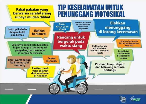 Tip keselamatan bagi penunggang motosikal