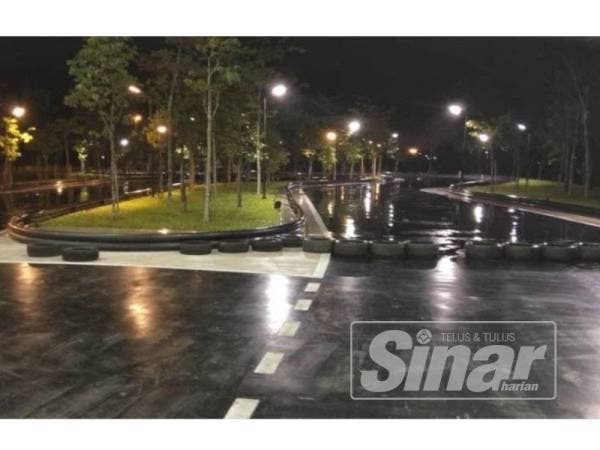 Lokasi di mana mangsa dan go-kart dipandunya terbabas dalam kejadian berkenaan, semalam.
