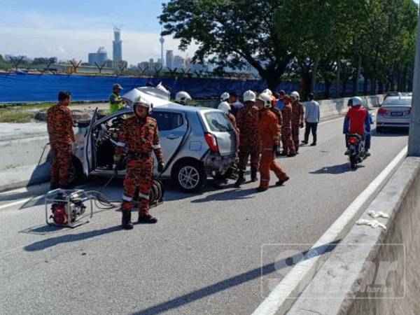 Mangsa disahkan maut di lokasi kejadian di Lebuhraya Kuala Lumpur - Seremban, Kuala Lumpur, pagi tadi.