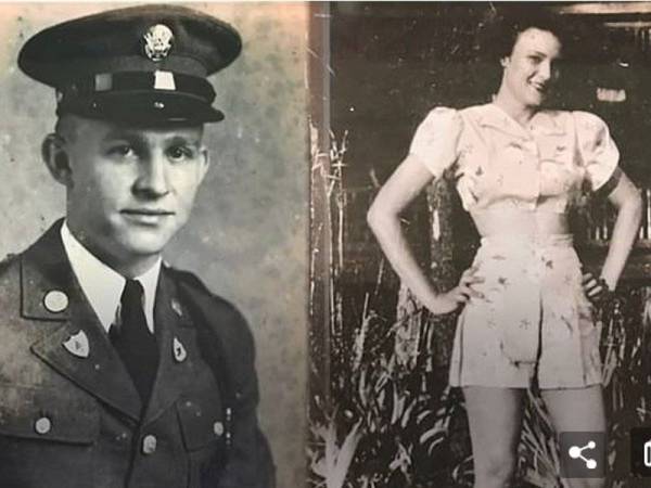 Gambar menunjukkan Robbins dan Jeannine semasa Perang Dunia Kedua.