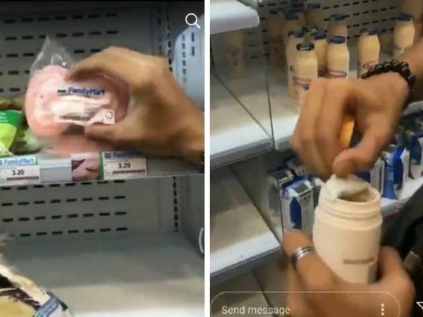 Tindakan suspek sengaja merosakkan makanan dan minuman di premis serbaneka di Nilai semalam.