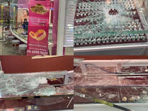 Empat lelaki berjaya melarikan barang kemas yang dianggarkan bernilai RM500,000 dari sebuah kedai emas di Batu 16, Rawang, petang tadi.