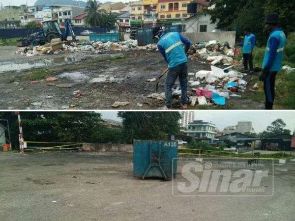 Sebelum dan selepas kerja pembersihan.