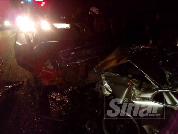 Kemalangan membabitkan dua kenderaan di Kilometer 124, Jalan Kuantan-Johor Bahru di Rompin dekat sini, malam tadi
