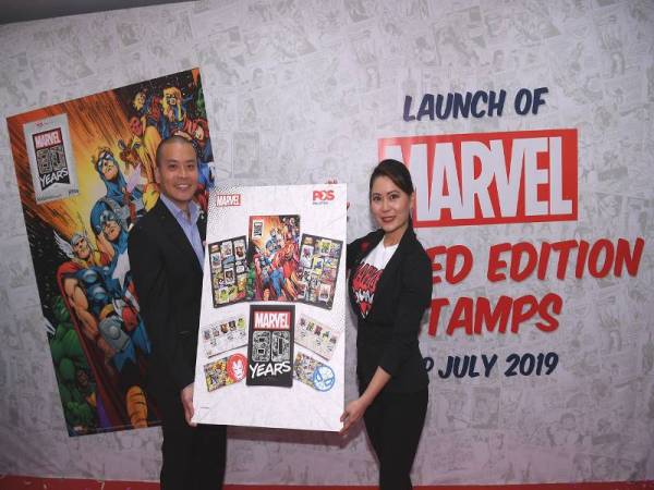 Setem yang pertama kali bertemakan Adiwira Marvel oleh Pos Malaysia Berhad dijangka menarik minat pengumpul setem- Foto Bernama