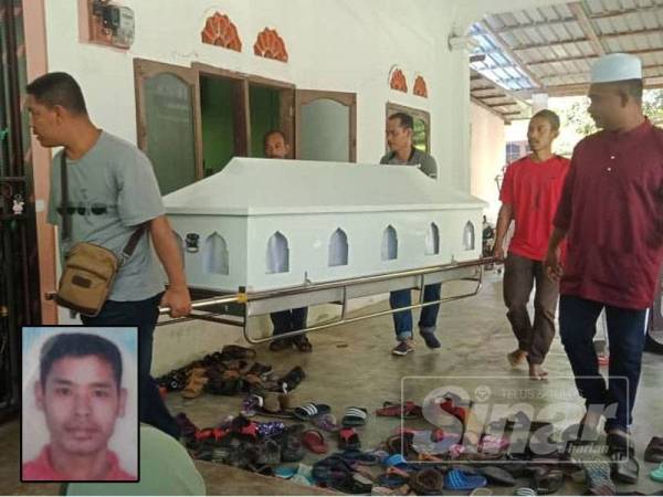 Jenazah selamat dikebumikan di Tanah Perkuburan Islam RKT Kesedar Paloh 2, sebelum Zohor. Gambar kecil: Muhamad Saiful