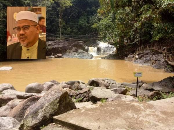 Keadaan Air Terjun Lasir di Tasik Kenyir yang keruh. Gambar kecil:Ariffin Deraman