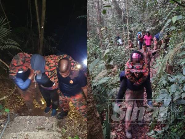 Mangsa berjaya dibawa turun oleh pasukan bomba kira-kira jam 8 pagi tadi.