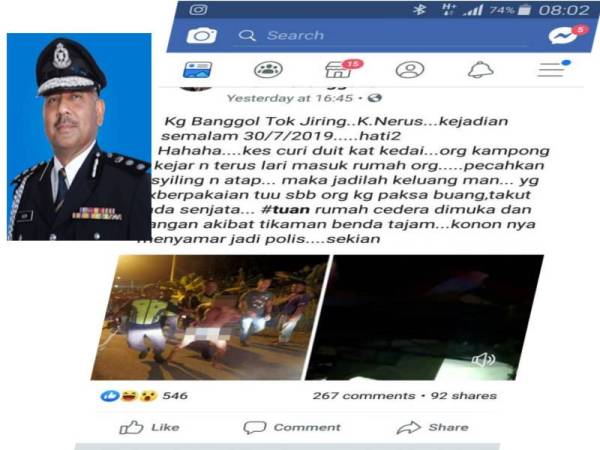 Kejadian turut tular di laman sosial. Gambar kecil: Razmi Mohd Gunnos
