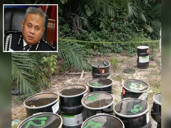 Polis tidak menolak kemungkinan tong yang mengandungi bahan sodium sianida dipercayai untuk dijual kepada pihak tertentu. (Gambar kecil, Abdul Jalil)