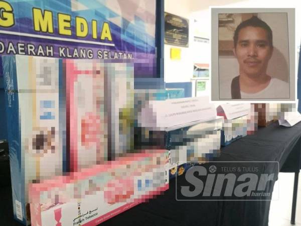 Antara rampasan tembakau 'molasses' susulan tertangkapnya 11 individu di sekitar Lembah Klang dan Melaka baru-baru ini. (Gambar kecil, Ku Marizan Ku Mansor, 43, dicari bagi membantu siasatan.)